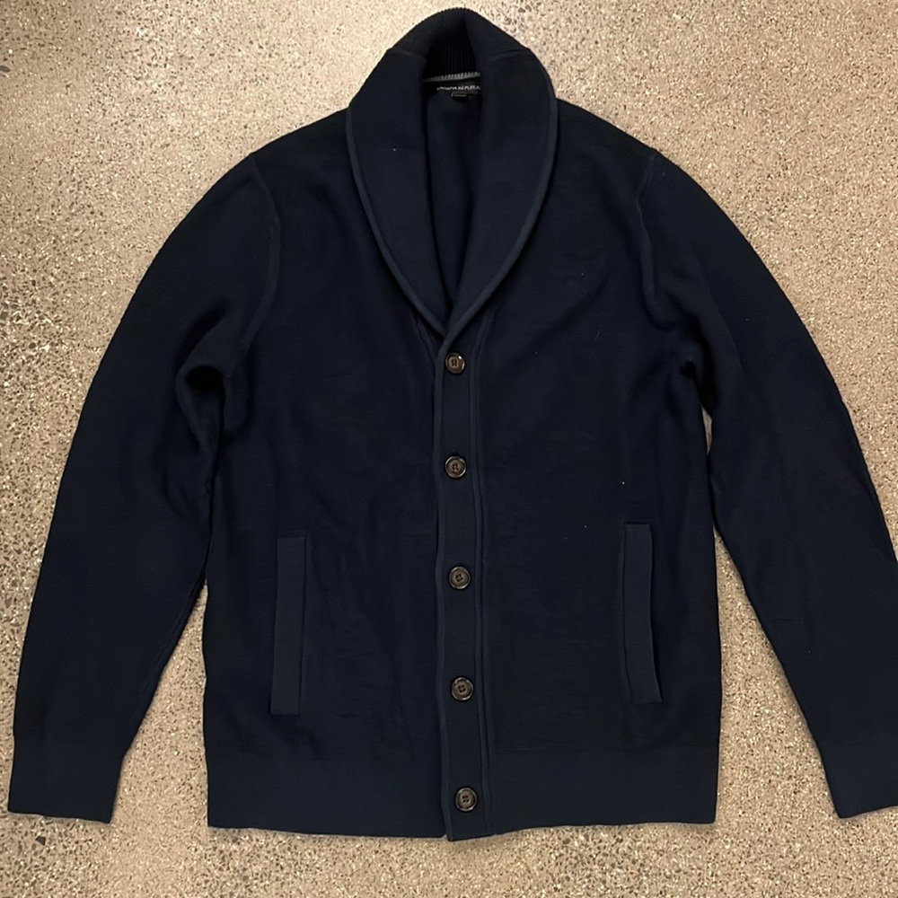 Banana Republic Shawl-Collar Cardigan Navy Blue Sweater Size Medium
